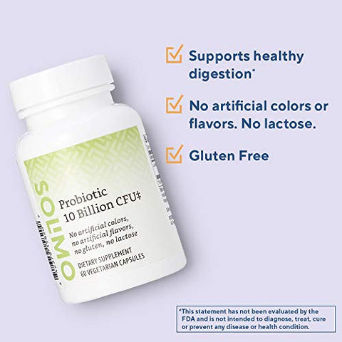 Amazon Brand – Solimo Cápsula Probiótica Diária, 10 Bilhões de Culturas Ativas, Apoio à Saúde Digestiva e Intestinal, 60 Unidades (Fornecimento de Dois Meses)