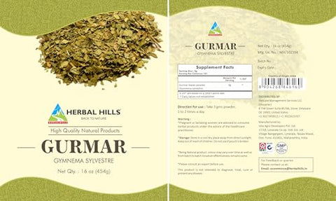 Gurmar em Pó (Gymnema sylvestre/Folha de Gudmar Natural/Pó de Folhas) | 454g | Ajuda a Manter Níveis Normais de Glicose - HERBAL HILLS
