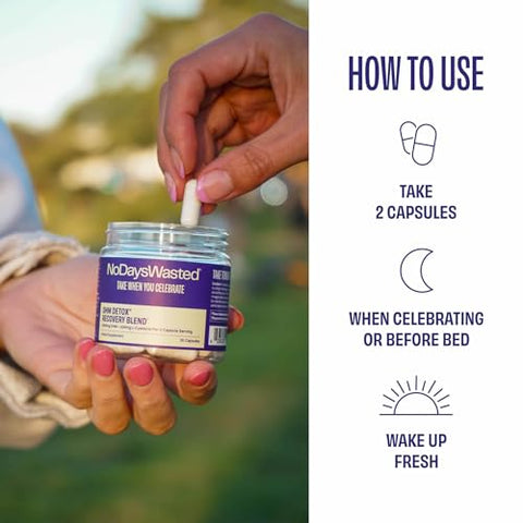 No Days Wasted - DHM Detox: Cápsulas para Desintoxicação, 30 Unidades (15 Porções) – Frasco – Tome à Noite para um Melhor Dia Seguinte e Recuperação