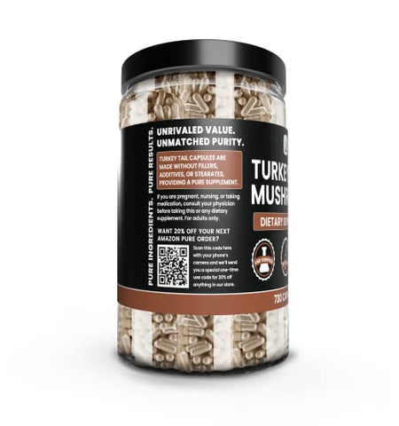 PURE ORIGINAL INGREDIENTS - Turkey Tail Mushroom Puro Original (730 Cápsulas) – Ingredientes Puros, Verificados em Laboratório
