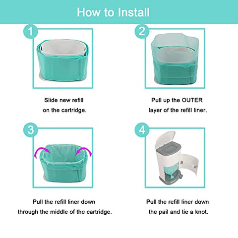 RUNDE - 4 Refis de Forro para Descarte de Fraldas de Adulto Compatíveis com o Sistema de Descarte de Fraldas de Adulto Janibell Akord 280 Slim e Sistema de Descarte de Incontinência Akord Slim (Não Compatível com…)