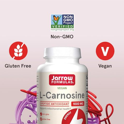 L-Carnosine 1000 mg – Suporte Antioxidante para Saúde Mitocondrial – 90 Cápsulas Vegetarianas - Jarrow Formulas