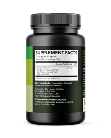 HAVASU NUTRITION - Saw Palmetto para a Saúde da Próstata Masculina | Suporte para a Próstata Masculina | Potente Saw Palmetto para DHT, Saúde Urinária e da Próstata | Fornecimento de mais de 3 Meses de Saw