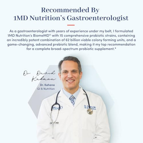 BiomeMD Probióticos para Mulheres – Prebióticos e Probióticos Diários para Mulheres – Mais de 60 Bilhões de UFCs, 15 Cepas – Probiótico Feminino para Apoiar o Trato Urinário - 1MD Nutrition