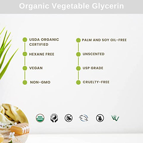 NV Superfoods - Glicerina Vegetal Orgânica – 946 ml – Grau Alimentício USP, 100% Natural, Veículo para Óleos Essenciais, Ideal para Pele e Cabelo