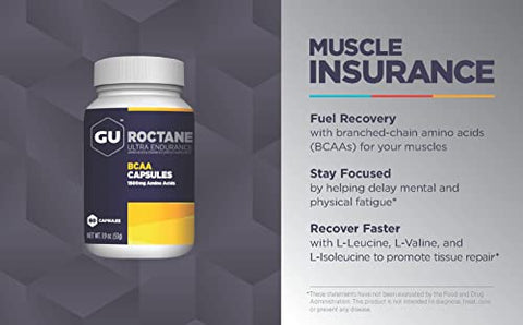 Energy Roctane Ultra Endurance – Cápsulas de Recuperação para Exercícios com Aminoácidos de Cadeia Ramificada e Vitamina B, Informed Choice, Energia para Antes, Durante ou Depois de Qualquer Treino, Frasco com 60 Unidades - GU