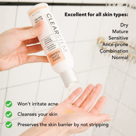 GENTLECLEAN Vitamina C Infundido Limpador Calmante – Removedor de Maquiagem – Chá Verde de Hydrastis – Produtos para Cuidados com a Pele do Rosto – Vegano, Sem Glúten, Sem Crueldade – 100ml - CLEARstem
