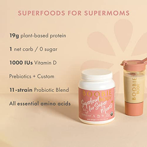 Boobie Brands - Boobie Body Shake Substituto de Refeição Superfood, Sabor Chocolate Bliss | 19g Proteína | Seguro para Gravidez e Lactação