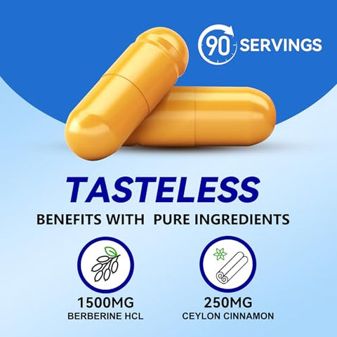 Manewu - Suplemento Premium de Berberina 1500mg com Berberina HCL e Canela do Ceilão – Marca em Destaque