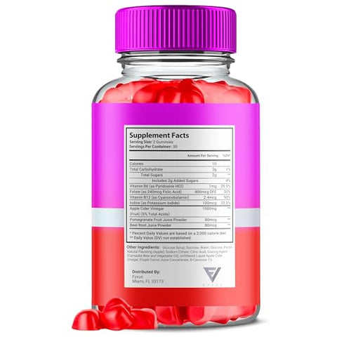 Fyvus - ACV Keto Gummies Fórmula Avançada de Gerenciamento de Peso, Gummy ACV Keto 1000mg Vinagre de Maçã Detox Suporte de Limpeza para Mulheres e Homens, Keto ACV Plus Vitamina B6 e B12