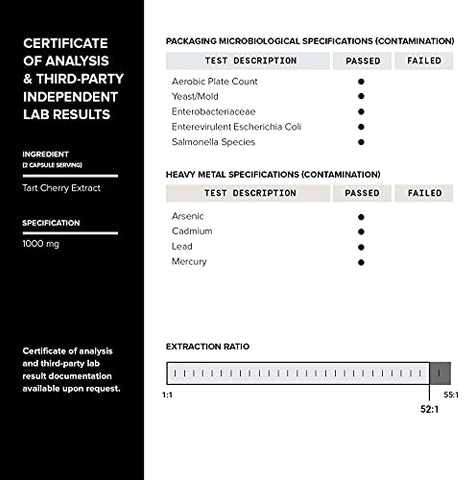 Cápsulas de Cereja Tart Ultra Forte – 52.000mg Extrato Concentrado 52x – Altamente Concentrado e Bioacessível – 120 Cápsulas - Toniiq