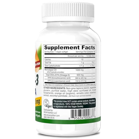 Ômega-3 DHA EPA Vegano – 500 MG – 60 Softgels (Pack de 2) - DEVA