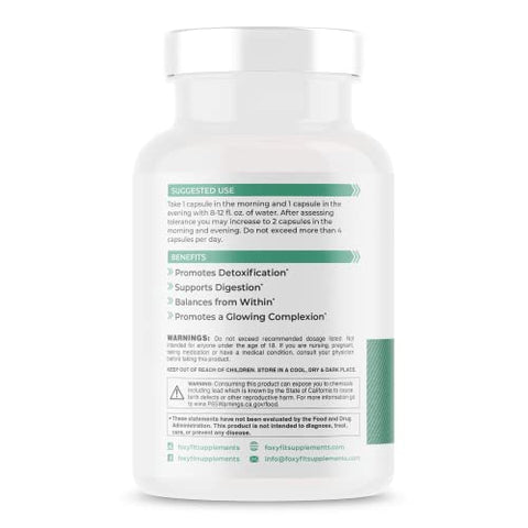 FoxyFit - Detox for Her – Fórmula de Desintoxicação de 30 Dias que Suporta a Função Digestiva Saudável, Promove a Desintoxicação