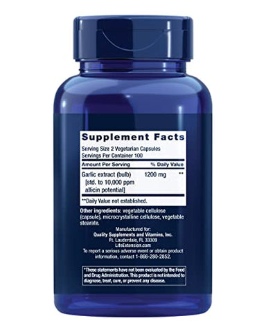 Extrato de Alho Otimizado 1200 mg – Suplemento de Alho para Saúde Cardíaca - Life Extension