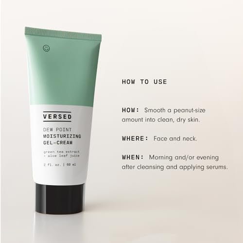 Gel Hidratante Facial Dew Point – Creme Gel Antioxidante com Extrato de Chá Verde e Suco de Aloe Vera – Absorção Rápida, Não Oleoso – Creme Facial Híbrido para Pele Seca - Versed