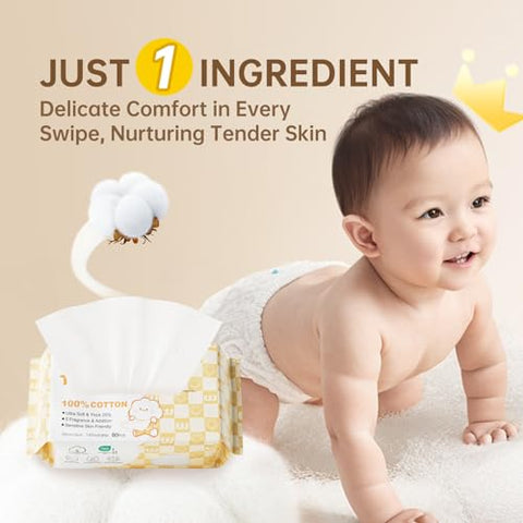 Toalhas de Rosto Ultra Macias | Lenços de Algodão 100% USA | Uso Úmido e Seco | Hipoalergênicas e Sem Perfume | Necessidades do Bebê para Trocas de Fraldas, Refeições e Limpeza Rápida On-the-go | - Winner