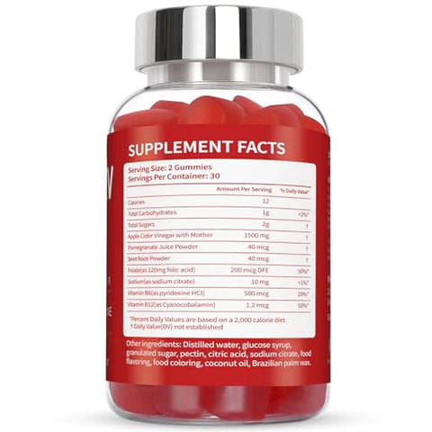 DDUYIE - (1 Pacote) Gomas de Vinagre de Maçã | Gomas de ACV Keto para Energia com Vitamina B6 | Marca Apple Cider Vinegar Gummies