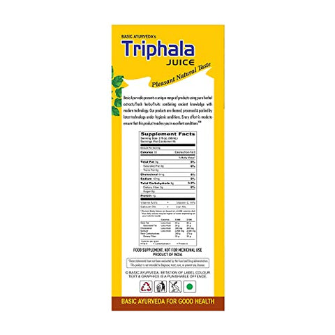 Suco Orgânico de Amla Bibhitaki | BASIC AYURVEDA Triphala Juice | 960ml (32.46 fl oz) | Fruta em Suco | G