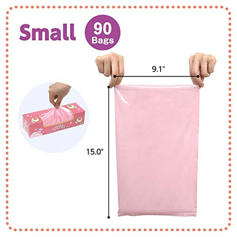 Sacos Descartáveis para Fraldas de Bebê – Vedação de Odores Incrível – Duráveis e sem Perfume [Tamanho: S, Cor: Rosa] (150 unidades, Pacote de 1) (150 Sacos) - BOS