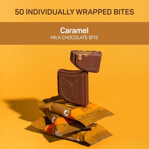 AWAKE Caffeinated Chocolate - AWAKE – Mordidas de Chocolate Cafeinado – Chocolate Caramelo ao Leite, 50 Mordidas – 50mg de Cafeína – Mordidas Energéticas Embaladas Individualmente – Alternativa ao Café – Comércio Justo, Sem Glúten, Não Transgênico
