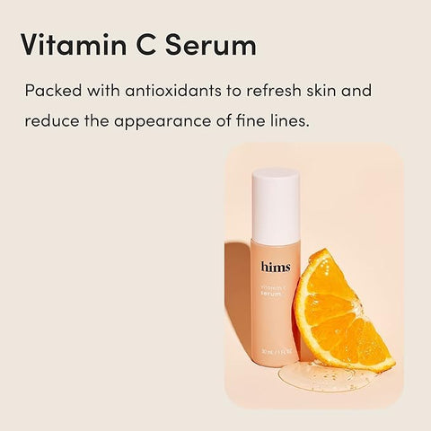 HIMS & HERS - Hims Serum Vitamina C para Homens – Ilumina Tom de Pele, Equilibra Complexão – Vitamina C, Altamente Concentrado, Leve, Fragrância Cítrica – Vegano, Cruelty-Free, Sem Parabenos – 2 Unidades