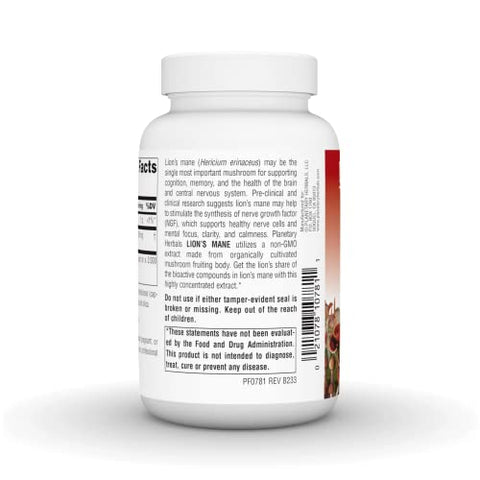 Lion’s Mane: Memória, Foco e Humor* – 1.000 mg, 90 Cápsulas Veganas - Planetary Herbals