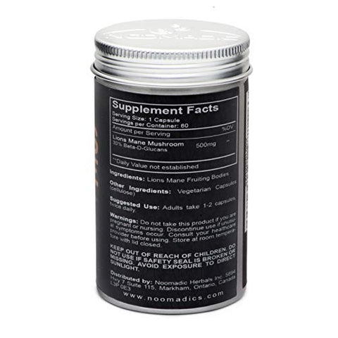 Noomadic - Cogumelo do Leão, 60 Cápsulas | 500mg Cada, Fator de Crescimento Nervoso (NGF)