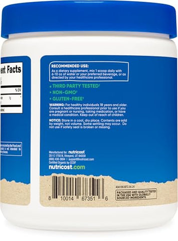 Pó de Saw Palmetto Orgânico 227g – Certificado Orgânico USDA, Livre de Glúten - Nutricost