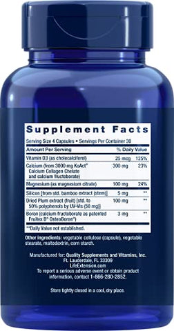 Fórmula de Colágeno para Fortalecimento Ósseo Life Extension, Quelato de Cálcio de Colágeno, Fructoborato de Cálcio, Vitamina D3, Citrato de Magnésio, Silício, Extrato de Ameixa Seca, Boro, Livre de Glúten, 100g