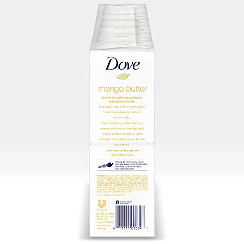 Sabonete Dove Beauty Bar Hidratante para Pele Seca com Manteiga de Manga, Mais Hidratante que Sabonete em Barra, 3,75 Onças (Pacote com 14)