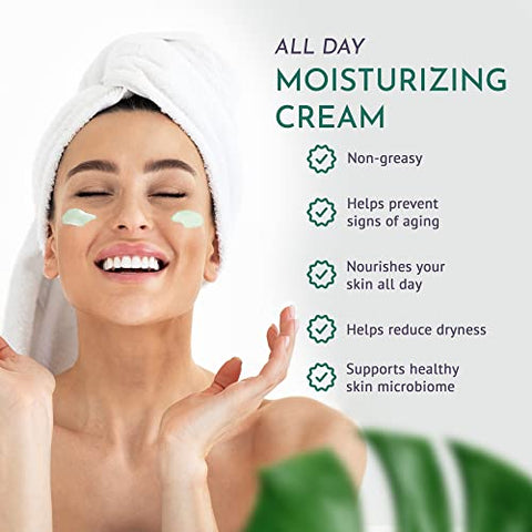 OM Botanical - Hidratante Diário Orgânico à Base de Plantas para Mulheres e Homens | Loção Facial e Corporal Amiga do Microbioma | Skincare Facial Natural, Vegano, Equilibrado em pH, Não Oleoso | Creme Diurno Ayurvédico