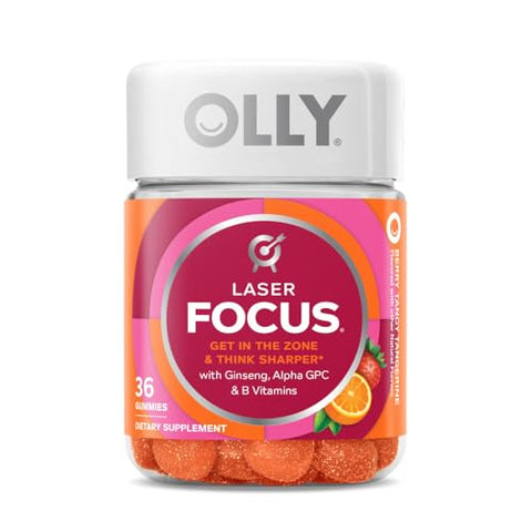 Laser Focus Gummy – Ginseng, Alpha GPC, Vitaminas B, 36 Unidades - OLLY