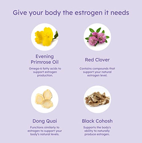 Boost – Suplemento Natural para Equilibrar a Produção de Estrogênio em Mulheres, Suporte para Menopausa | Óleo de Prímula, Trevo Vermelho, Dong Quai, Black - Proov