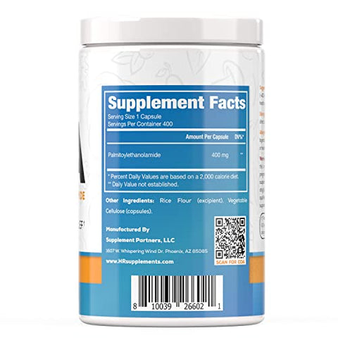 HARVEST NATURALS - Palmitoylethanolamide Cápsulas | Pea 400mg | 400 Unidades | Promove Inflamação Natural