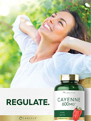 Cápsulas de Pimenta Caiena 600mg | 350 Comprimidos | Suplemento Livre de Transgênicos e Glúten - Carlyle