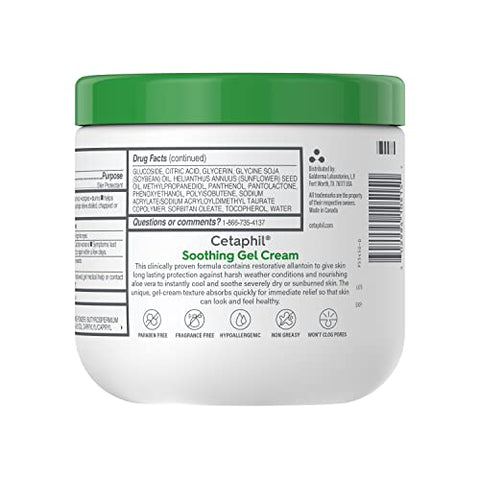 Gel-Creme Calmante com Aloe, Hidrata e Alivia Instantaneamente a Pele Sensível, Livre de Fragrâncias e Parabenos, 16 oz (473 ml) - Cetaphil