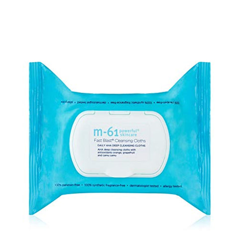 M 61 - M-61 Fast Blast® Lenços de Limpeza – 30 Tratamentos – Lenços diários de limpeza profunda com AHA e antioxidantes de laranja