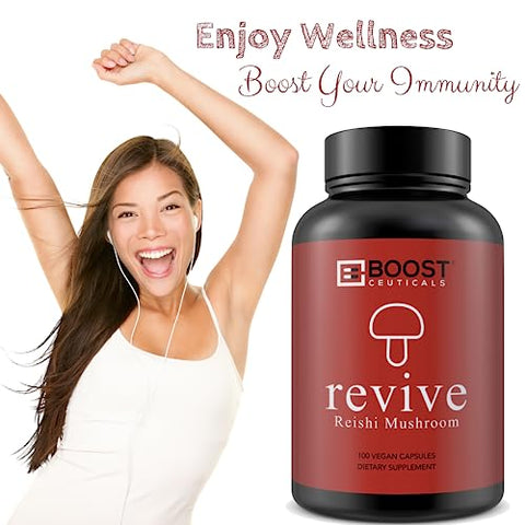 BoostCeuticals - Cápsulas de Reishi Mushroom – Vegano Sem OGM Sem Estearatos Sem Glúten Suplemento de Ganoderma Lucidum – Fornecimento de 100 Dias
