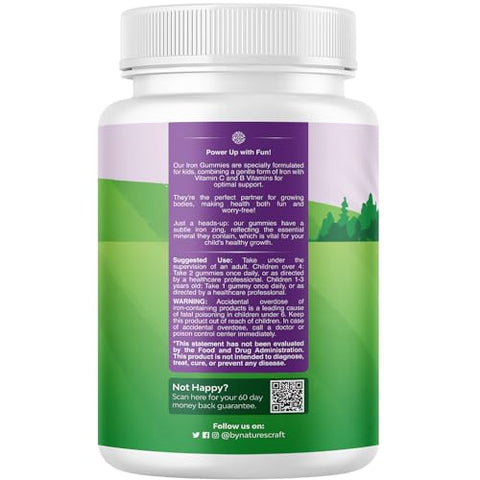 Natures Craft - Tasty Kids Multivitamínico com Ferro Gummy – Gomas de Ferro Suaves para Crianças e Bebês com Vitamina C | Marca Tasty Kids