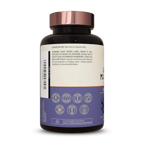 Live Conscious - Suplemento de Cogumelo do Leão para Suporte Cerebral com Lion’s Mane, Cordyceps, Reishi e Turkey Tail – Suplemento de Memória Cognitiva para o Cérebro