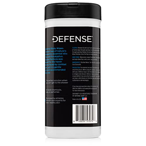 Defense Soap - Defesa Soap Body Wipes com Óleo de Tea Tree 100% Natural e Óleo de Eucalipto | Pós-Treino, Esportes, Luta, Acampamento, Lenços de Banho para Homens e Mulheres. 40 Unidades (Pacote com 4)