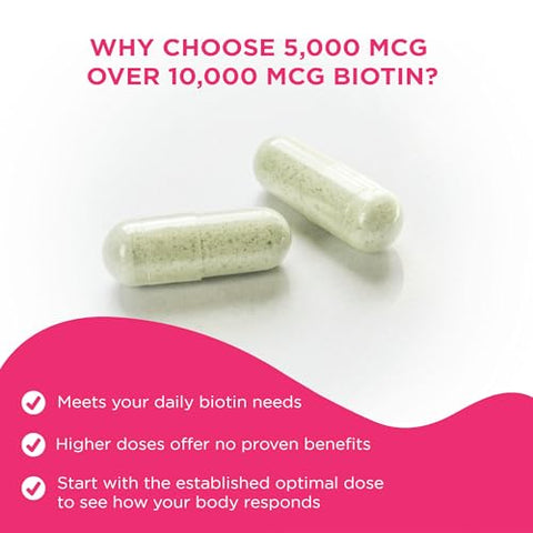 Complexo de Biotina 5000 mcg com Ácido Hialurônico, MSM e Colágeno – 60 cápsulas - Vital Vitamins