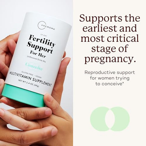 Fertility Support for Her – Pó para Apoio à Fertilidade, Função Ovulatória Normal e Qualidade dos Óvulos – Sem Glúten, Vegano, Sem Sabor – 28 Sachês Individuais - Premama