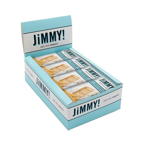 JIMMYBAR - JiMMY’S! Barras de Proteína Funcional – Baunilha Dourada Cookies and Cream – 12 Unidades | 18g Proteína Alta, Cafeína à Base de Plantas