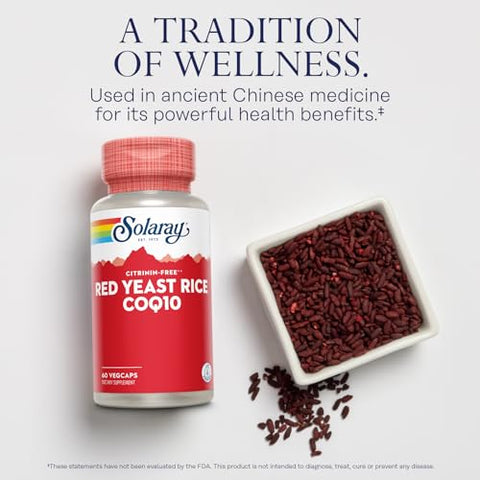 Red Yeast Rice Plus CoQ-10 – Potente Suporte Cardiovascular 60 Cápsulas - SOLARAY