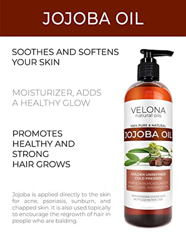 velona - Óleo de Jojoba Velona – 946 ml (Com Bomba) | 100% Puro e Natural | Dourado, Não Refinado, Extraído a Frio, Livre de Hexano