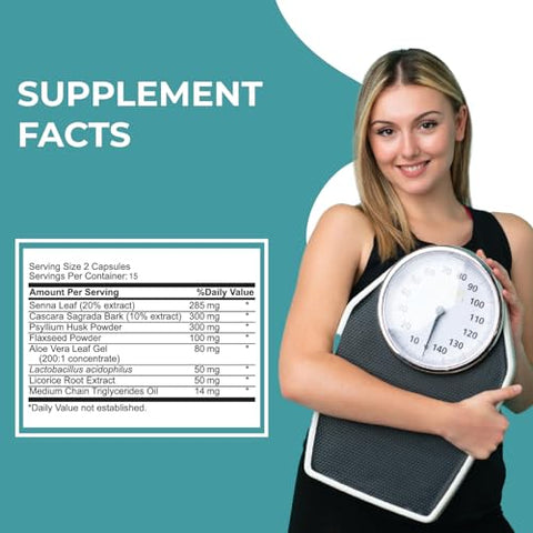 KATIX - Limpeza Avançada do Cólon e Intestino | Suave e Efetiva Limpeza do Cólon e Intestino em 15 Dias | Limpeza do Cólon Aprimorada com Ingredientes Naturais | Suporte para Intestino e Cólon | 30 Cápsulas | Fabricado