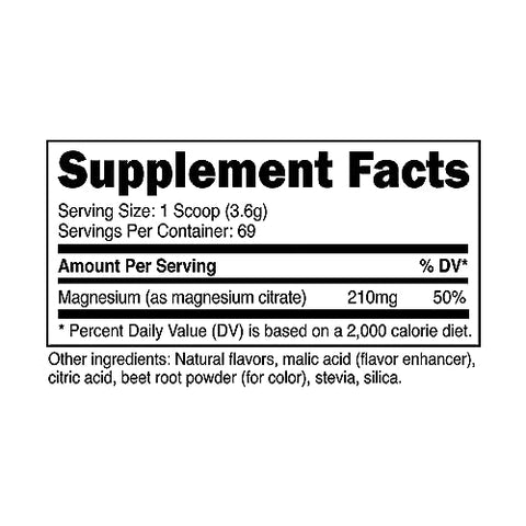 Magnesium Citrate Powder – Framboesa Limonada, 250g - Nutricost