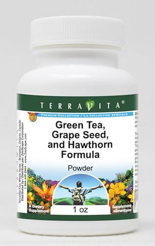 Terravita - High Blood Pressure Support Powder – Green Tea, Grape Seed and Hawthorn (1 oz, ZIN: 517082) – 3 Pack