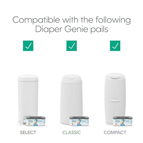 Recarga Diaper Genie Jumbo Square com filme contínuo – até 1080 fraldas tamanho recém-nascido por recarga